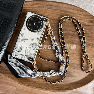 Cherie Monti Floral Huawei Mate X6 Phone Case Handheld Womens Silk Scarf Crossbody Hanging Rope Full Protection Anti-Fall Series