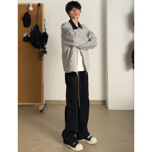 Black Slim Fit American Style Jeans Mens Straight Leg Casual Long Pants Xock Micro Flared Denim Jeans Youth Popular Jeans