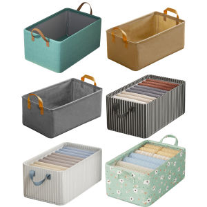 Household Clothes Organizer with Handles Pants Storage Box Wardrobe Clothes Organizer for Sweater Pants T-shirt Dress