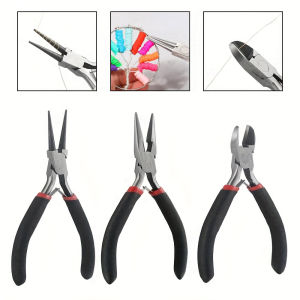 3-1pcs Making Pliers Set Steel Crafting Tools with Round Nose Pointed and Slant Tip for Beading and Metalwork