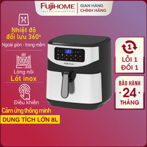 Nồi chiên không dầu 8L điện tử FUJIHOME Nhập Khẩu tặng kèm gắp tự ngắt Nồi chiên ko dầu cơ không hơi nước 8lít
