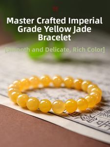 HUAKAIYUNDUO | Natural Yellow Jade Beads Bracelet