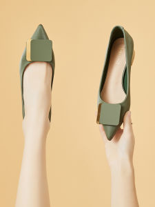 รองเท้าส้นแบนหัวแหลมสีเขียว Daphne รองเท้าส้นเตี้ยแบบสวมสบายสำหรับผู้หญิง รองเท้าลำลอง รองเท้าส้นเตี้ย รองเท้าส้นแบน รองเท้าส้นแบนหัวแหลม