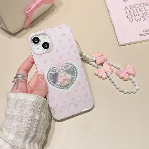 🖤ส่งจากไทยใน24ชม.🖤เคสไอโฟน15 14 13 12 11 Pro Max เคส iPhone 11 แฟชั่น การ์ตูน แมว โบว โซ่มุก การป้องกันการตก case