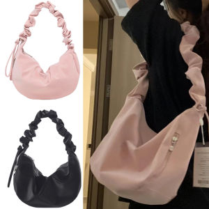 Womens Bag Large Capacity Dumpling Bag Korean Niche Pleated Cloud Bag Solid Color Shoulder Crossbody Bag Female Shopping Purses