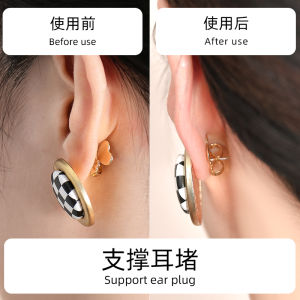 จี้หูทรงกลมหนักแน่นสำหรับผู้หญิง เครื่องประดับแฟชั่น รูปดอกไม้ โลหะผสม ป้องกันการหล่น ช่วยยืดหยุ่น ป้องกันการหย่อนคล้อย