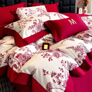 MANYILUN | Wedding Red Cotton Bedding Set