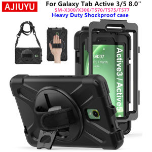 AJIUYU | AJIUYU Heavy Duty Shockproof Case For Samsung Galaxy Tab Active 3 5 8.0 inch SM-T570 T575 T577 X300 X306 B 8" Tablet Stand Cover