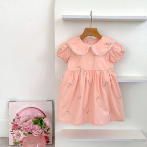 1-6Yrs Girls Fashion Embroidered Flower Dress Summer New Little Girls Toddler Princess Dresses Kids Flying Sleeves Party Clothes