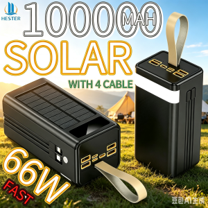 Hester pwoerbank 1000000mah power bank original asli 66W powerbank fast charging camping lamp built-in 4 cables 2 USB port for fast charging powerbank hp super large capacity Kepala external battery for all smartphone handphone cable