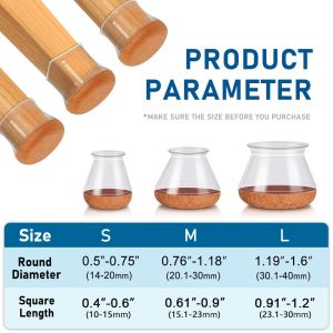 24 Pcs Chair Leg Floor Protectors for Hardwood Floors Silicone Chair Caps Covers Furniture Pads Sliders w/ Wrapped Felt Bottom