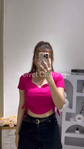 Atasan Polos Vneck Serut Samping Wanita 5079