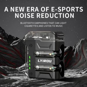 Brand new TWS wireless Bluetooth headset Bluetooth headset lighter cigarette listening two-in-one electronic lighter noise reduction HD stereo sound sports waterproof headset semi-in-ear open cover design long battery life