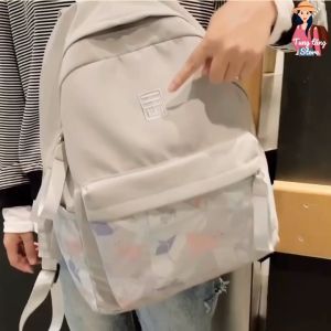 Balo đi học balo đi chơi thời trang nam nữ màu trơn trắng đen họa tiết độc đáo phong cách thể thao cá tính TTS03