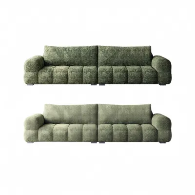 French Style Creamy Bubble Island Sofa Living Room Small Layout Straight Row Fabric Sofa Comfortable Velvet Cat Scratch Resistant