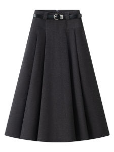 MEITESIJIAONU | High Waist Thickened A-Line Pleated Wool Skirt Women Mid-Length