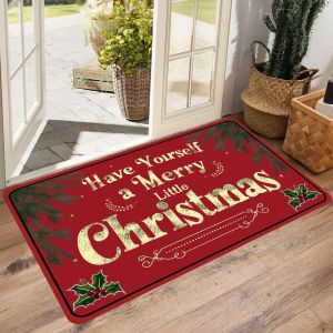 VIKAMA Merry Christmas Collection Doormat Soft Cosy And Sound-Absorbing Entrance Hall Doormat Bathroom Carpet Home Décor