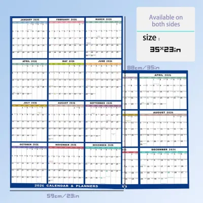 NEW Large Wall Calendar Dry Erase 12 Month Wall Annual Calendar 2026 Yearly Schedule Organizer For Indoor Home Fridge Office