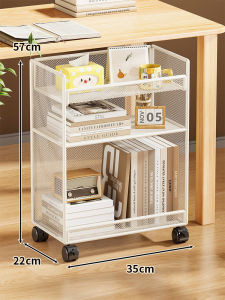 Desk Under Storage Bookshelf on Wheels