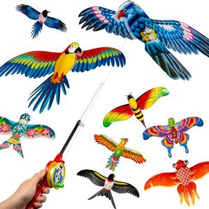 Cartoon Eagle Swallow Bird Kite Toys for Kids with String Fishing Rod Breeze Easy Fly Children Flying Outdoor Toys For Boys Girls