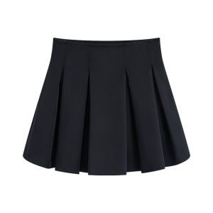 Elegant Pleated Short Skirt Black