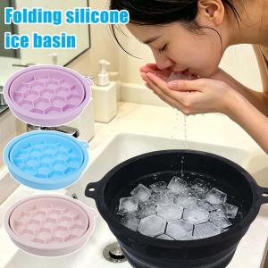 Foldable Silicone Face Ice Bath Tray Face Ice Bath Bowl Cold Therapy for Facial Puffiness Multifunctional Skincare Washbasin Portable Cryo Skin Tool