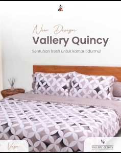 Live Flash Sale - Bedcover Set Vallery Quincy King 180x200 Tinggi 30cm - Motif Abstrak / Bunga / Geometri / Minimalis