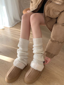 Womens Mid-Calf Woolen Socks Push-Push Snow Boots Covers White Leggings Autumn Winter New Style Sweet Style Beauty Shaping