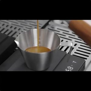Emory Professional Barista Tools 100ml Stainless Steel Spout Coffee Milk Frothing Pitcher Measuring Cup with Handle Espresso Shot Cup With Scale