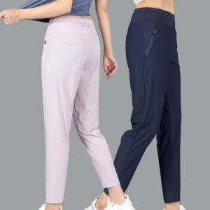 High Waist Running Sports Pants Womens Thin Elastic Waist Casual Fitness Trousers Quick Dry Spring Autumn Long Pants