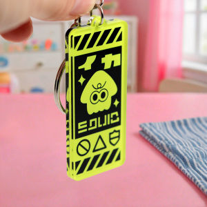 Splatoon3 Acrylic Keychain Classic Game Warning Sign Key Ring Decoration for Fans of Shooting Soldiers