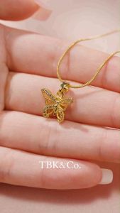 TBK 18K Gold Cubic Zirconia Butterfly Pendant Necklace For Women Accessories 147N