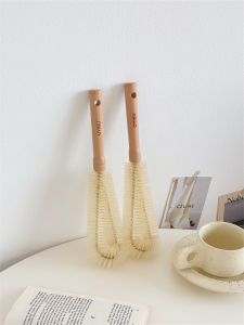 Kitchen Essential L-Shaped Cleaning No Dead Angles Island Country Spiral Brush Wood Cup Brush Hanging Bottle Brush for Stain Removal