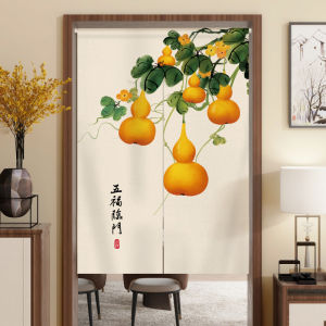 Chinese Style Home Use Door Curtain Privacy Kitchen Oil Smoke Proof Semi-Short Fabric Door Drape Partition for Bathroom