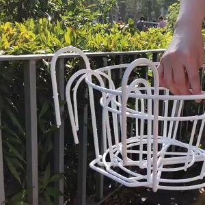 Garden Hanging Plant Iron Racks Balcony Round Flower Pot Rack Railing Fence