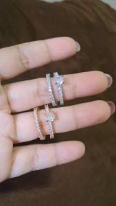 Cincin Wanita Korea DuoLady Full Kristal Berlian Titanium Emas Perak ( Dapat 2 Cincin)