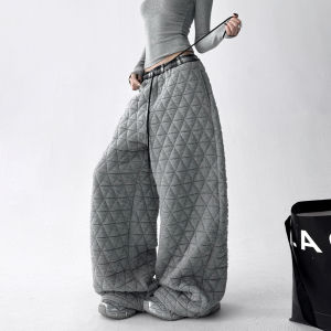 MUYUZI | Quilted Loose Straight Fit Warm Pants