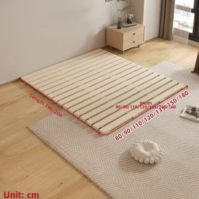 Foldable Wooden Tatami Bed Frame Back Support Pine Wood Floor Mattress Bed Board Relaxation Platform Natural Ventilation
