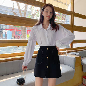 High Waist Black Mini Skirt for Women Button Detail A-Line Silhouette Professional Short Skirt Versatile Spring Autumn New Arrival