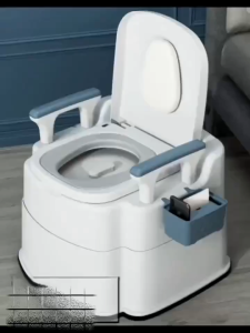 1pc Portable Mobile Toilet Chair with Comfort Backrest Armrests and Tissue Holder - Sturdy PP Material Easy-Clean Ideal for Elderly Pregnant Women Bedridden and Mobility Issues