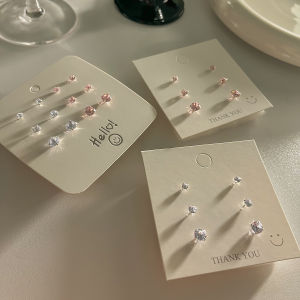 Silver Needle Zirconia Earrings Womens Simple Embedded Super Shiny Ear Bone Studs Trendy Small Size Versatile Student Earrings Jewelry