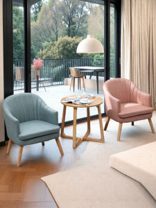 Modern Minimalist Bedroom Makeup Chair Backrest Small Size Comfortable Luxury Sensation Wooden Material High Elastic Foam Sponge