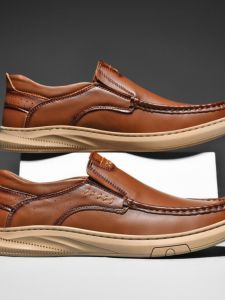 Handmade Leather Driving Shoes Casual Mens Bean Bean Shoes Fashionable Slip-On Versatile Real Leather Leisure Driving Shoes