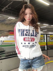 American Style Spicy Girl One Shoulder Sweatshirt Cardigan Outerwear Womens Autumn Design Sensation Small Fashion Loose Shoulder Top Trendy
