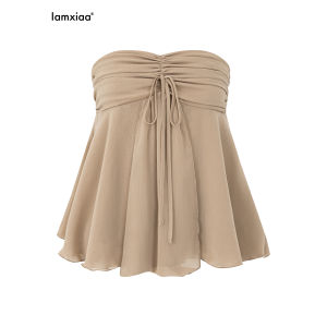 iamxiaa | Áo Ống Chiffon Mỏng Nhẹ Viền Xếp Ly
