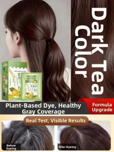 QIAOCHONG | Natural Plant-based Black Tea Colored Hair Dye Covering Gray
