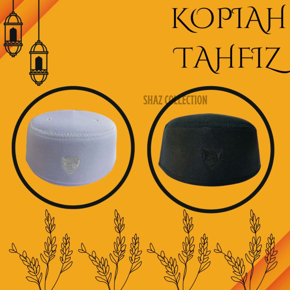 Kopiah Tahfiz Kain Keras [Putih/Hitam]