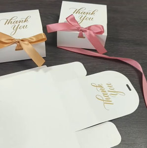 10-Pack Small Clamshell Gift Boxes | Folding Packaging Box with Built-in Ribbon for Bread Pastry Souvenir Gift Empty Box