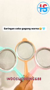 SARINGAN CEKO GAGANG WARNA 10/12CM - SARINGAN TEH JERUK KOPI TEPUNG JUICE JUS SARINGAN STAINLESS STEEL GAGANG MERAH BAHAN TEBAL SERBAGUNA