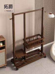 Modern Mobile Wardrobe Rack Bedroom Clothes Hanger Stand Bedside Garment Hook Organizer Non-Slip Base for Hanging Clothes